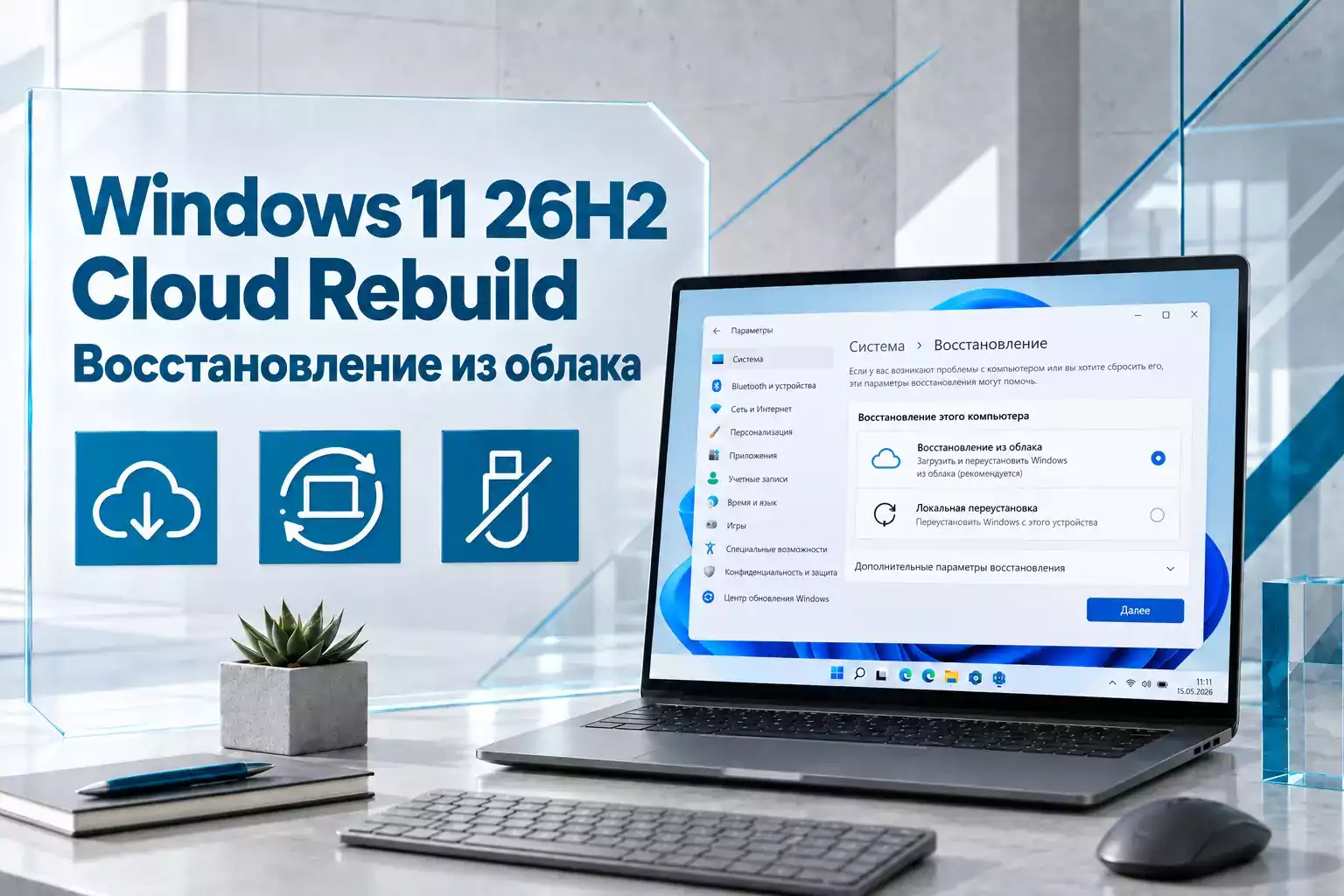 Cloud Rebuild в Windows 11 26H2 — восстановление системы через облако без флешки