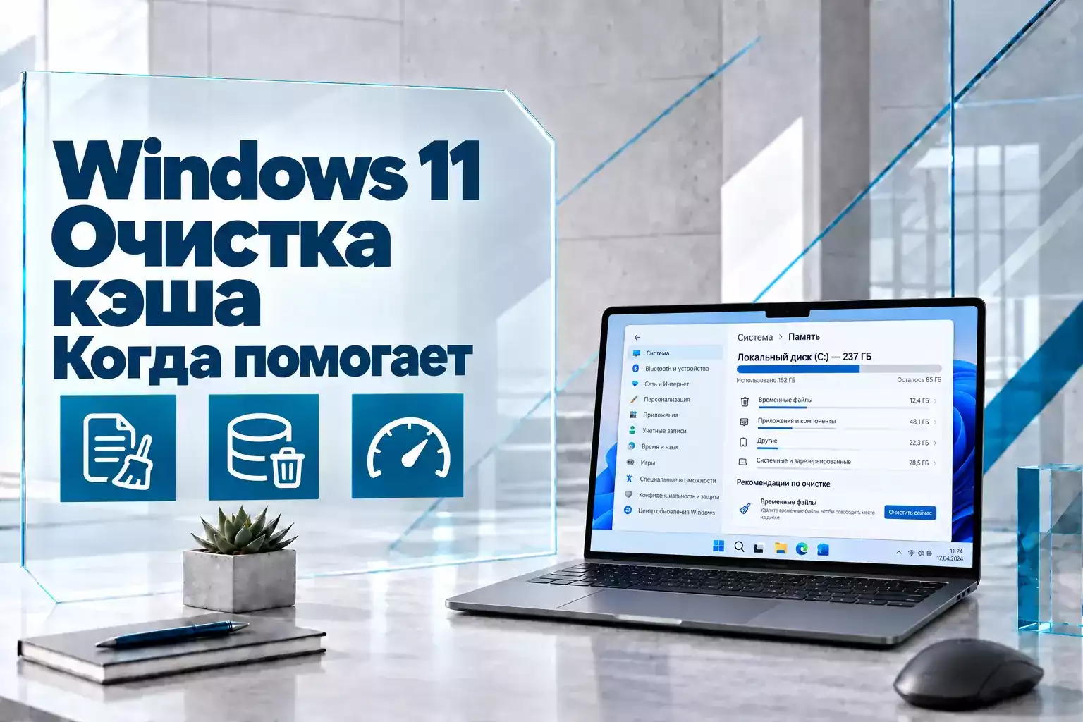 Как очистить кэш Windows 11 — временные файлы, DNS, Microsoft Store и другие данные