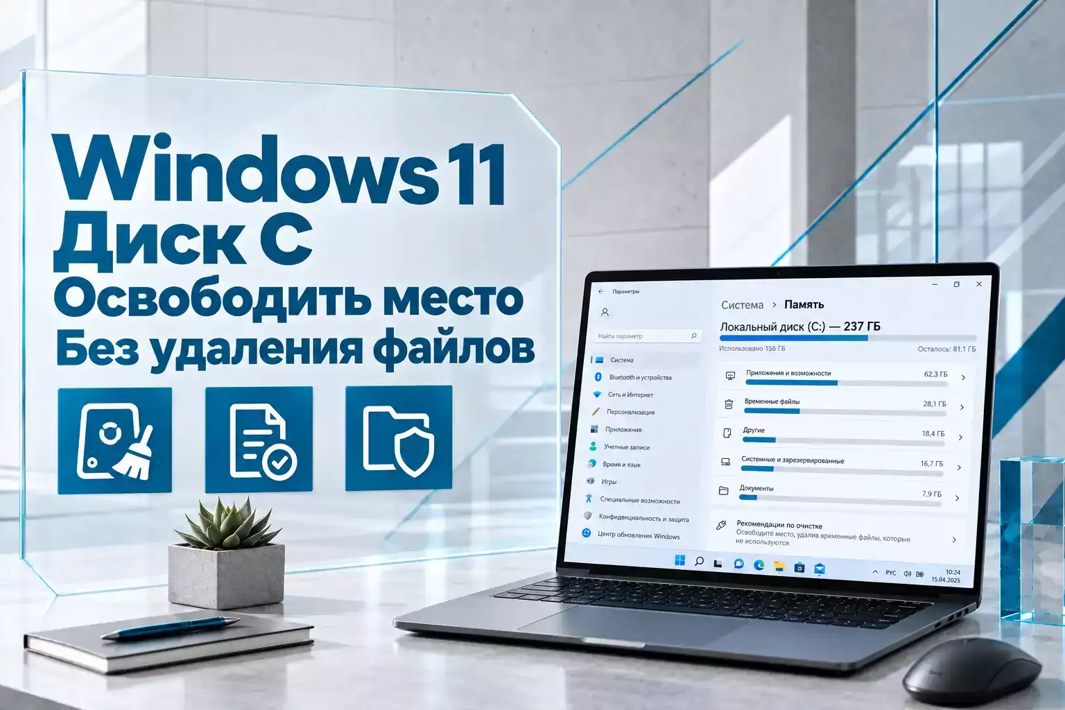 Как освободить место на диске C в Windows 11 без удаления важных файлов