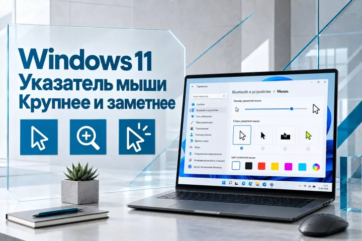 Как сделать указатель мыши в Windows 11 крупнее и заметнее