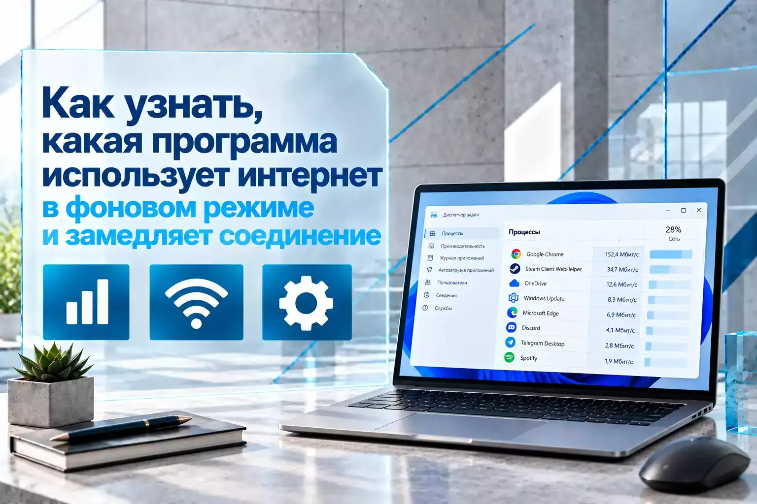 Как узнать, какая программа использует интернет в Windows 11 и замедляет соединение