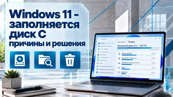 Диск C заполняется сам по себе в Windows 11 — как найти, что занимает место