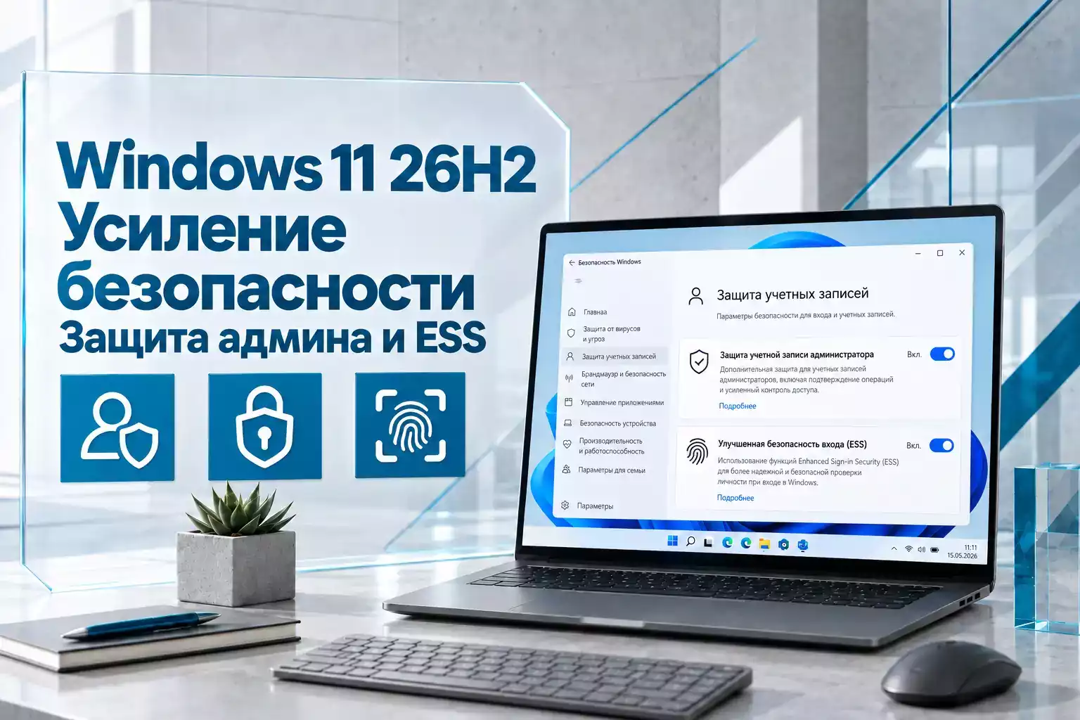 Как Windows 11 26H2 защищает права администратора и вход через Windows Hello