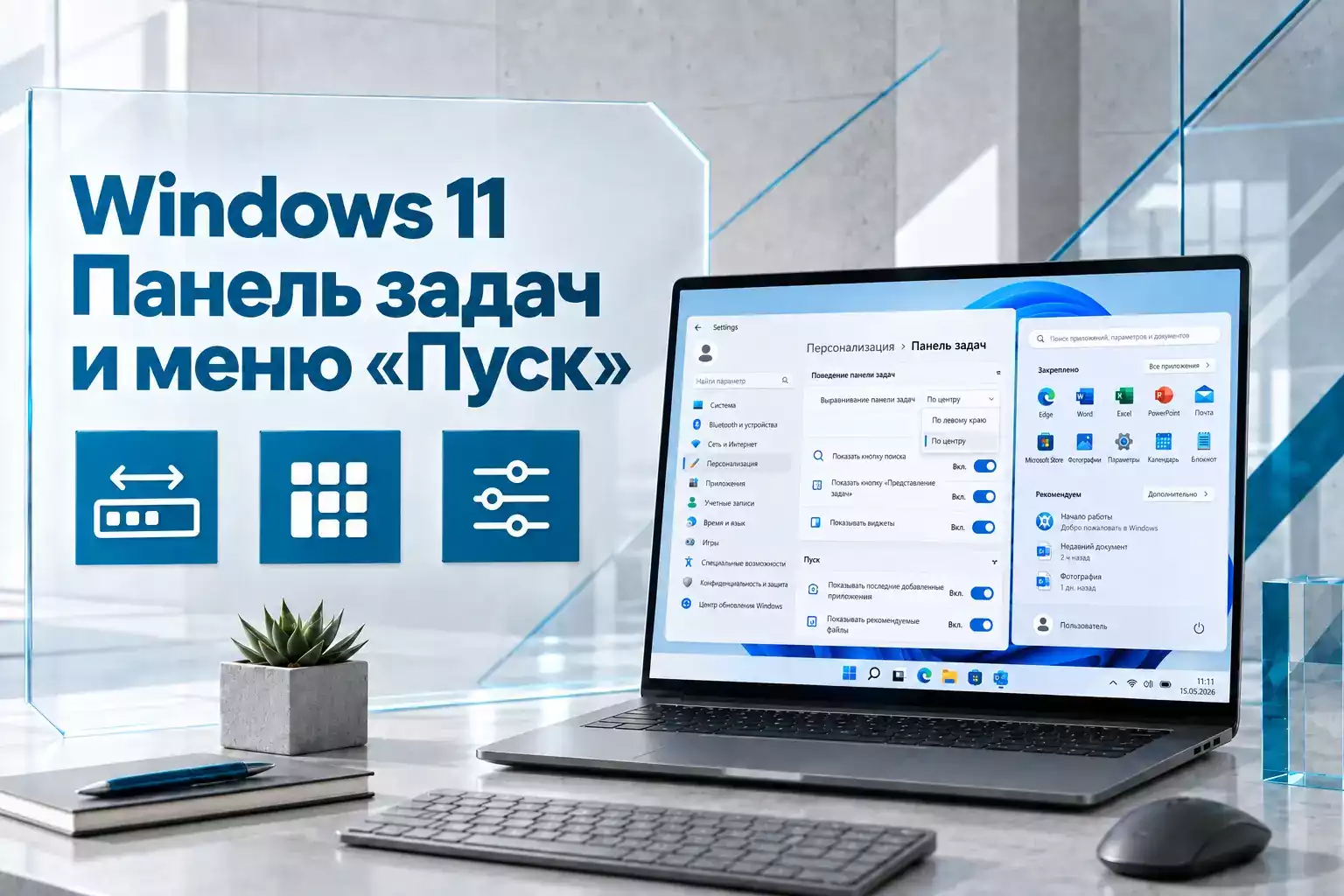Windows 11 стала удобнее: новое расположение панели задач и настройка меню «Пуск»